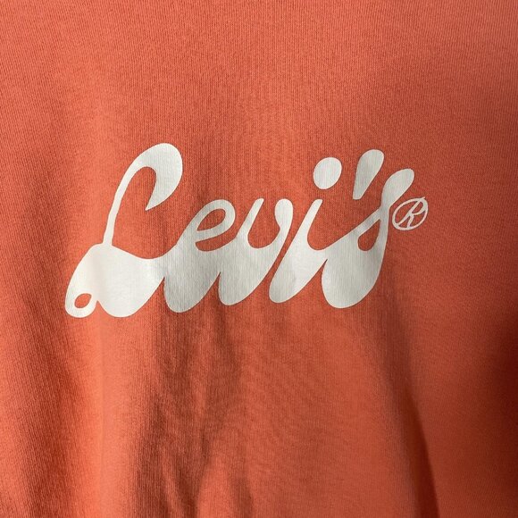 Levi's Sweatshirt Medium Orange Cropped Crewneck Logo Pullover Spellout Street - Picture 2 of 7